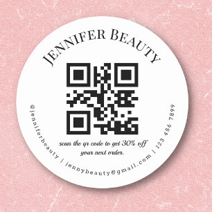 minimalistische QR-code kleine onderneming schoonh Ronde Sticker