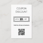 Minimalistische QR-code Korting Kaart Visitekaartje (Voorkant)
