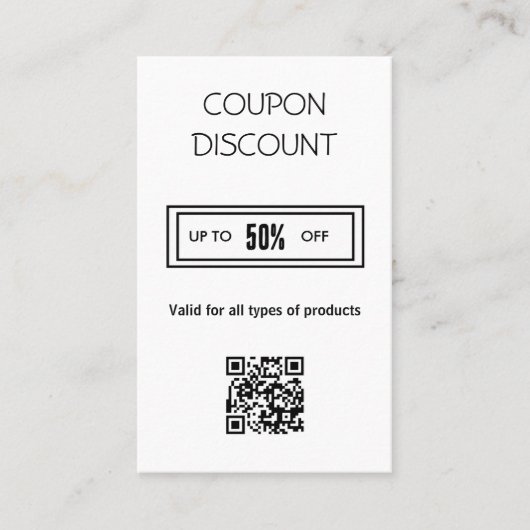 Minimalistische QR-code Korting Kaart Visitekaartje (Voorkant)