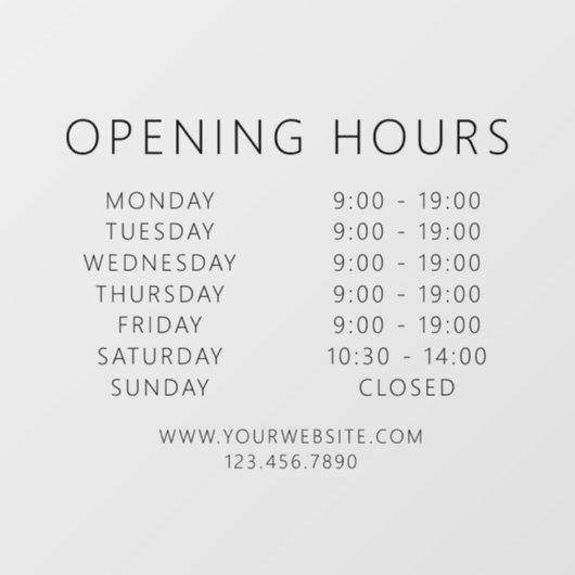 Minimalistische QR-code openingstijden zwart bedri Raamsticker (Vel)