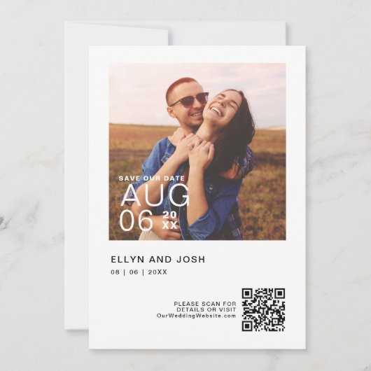 Minimalistische QR-code save the date Kaart (Voorkant)