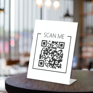 Minimalistische QR Code Scan Me Business Reclamebord Met Voetstuk