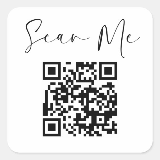 Minimalistische QR Code Scan Me Business Vierkante Sticker (Voorkant)