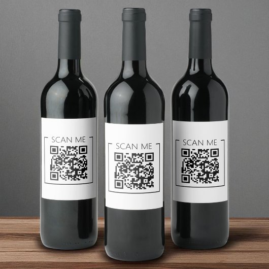 Minimalistische QR Code Scan Me Business Wijn Etiket