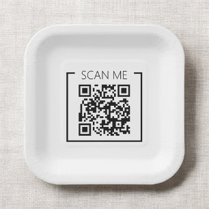 Minimalistische QR-code Scan Me Zakelijk Papieren Bordje