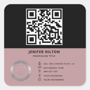 Minimalistische QR-code social media logo business Vierkante Sticker