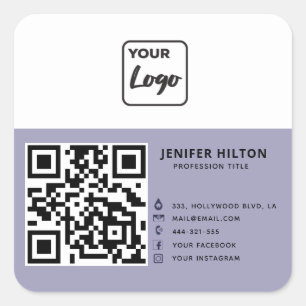 Minimalistische QR-code social media logo business Vierkante Sticker