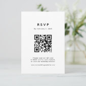 Minimalistische QR-code trouwkaart RSVP Kaartje (Staand voorkant)