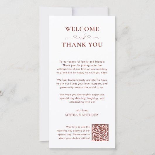 Minimalistische QR-code trouwtrouwkaart Bedankkaart (Voorkant)
