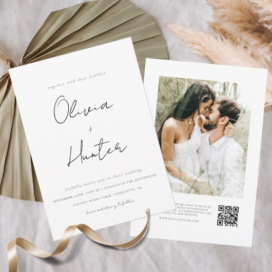 Minimalistische QR-code Uitnodiging tot bruiloft