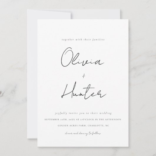 Minimalistische QR-code Uitnodiging tot bruiloft (Voorkant)