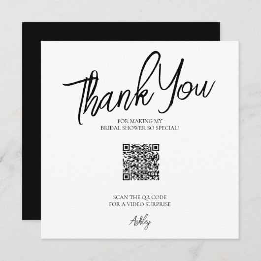 Minimalistische QR Code Vrijgezellenfeest bedankpa Bedankkaart (Voorkant / Achterkant)