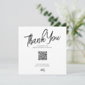 Minimalistische QR Code Vrijgezellenfeest bedankpa Bedankkaart (Staand voorkant)