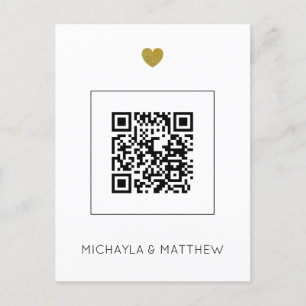 Minimalistische QR Code White Wedding Uitnodiging