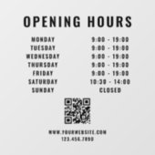 Minimalistische QR-code Zakelijke openingstijden z Raamsticker (Vel)