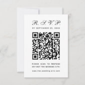 Minimalistische QR-code Zwart-wit Eenvoudige bruil RSVP Kaartje (Voorkant)