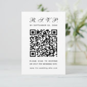 Minimalistische QR-code Zwart-wit Eenvoudige bruil RSVP Kaartje (Staand voorkant)