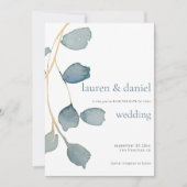 Minimalistische QR Dusty Blue bruiloft Save The Date (Voorkant)