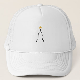 Minimalistische raket éénlijnige kunst met gele st trucker pet