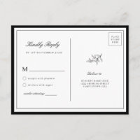 Minimalistische rand sierlijk blad RSVP kaart