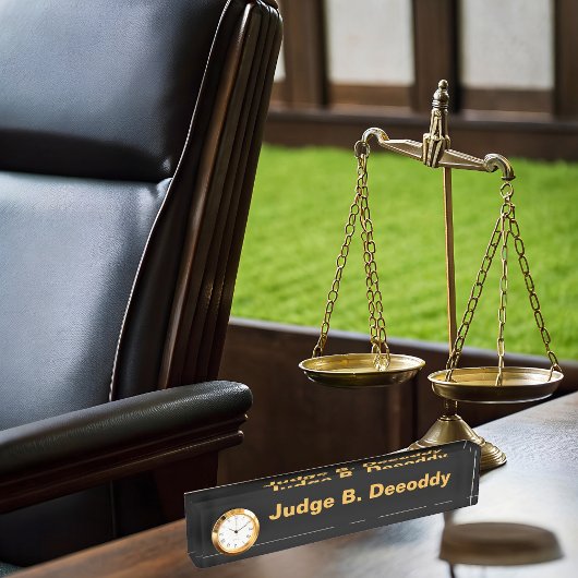 Minimalistische rechter zwarte naamplaat met klok naambordje