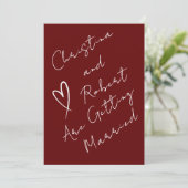 minimalistische Red boho klassiek script bruiloft  Kaart (Staand voorkant)