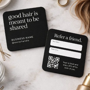 Minimalistische 'Refer a Friend' QR-codekaart voor Vierkante Visitekaartje