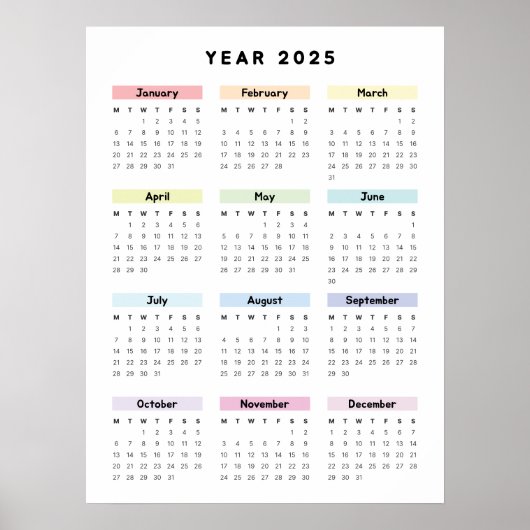Minimalistische Regenboog 2025 Agenda Poster (Voorkant)