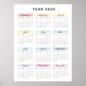 Minimalistische Regenboog 2025 Agenda Poster (Voorkant)