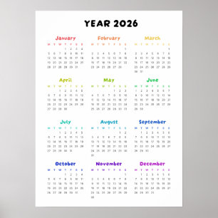 Minimalistische Regenboog 2026 Kalender Poster