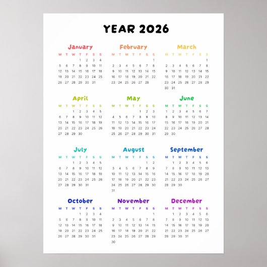Minimalistische Regenboog 2026 Kalender Poster (Voorkant)