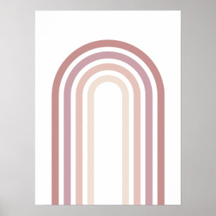 Minimalistische regenboog muurposter in roze en ma poster