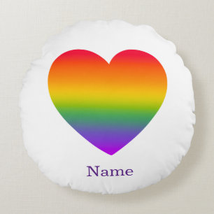 Minimalistische Regenbooglijn Hart - Schattige Kle Rond Kussen