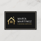 Minimalistische reinigingsservices voor zwart en g visitekaartje (Voorkant)