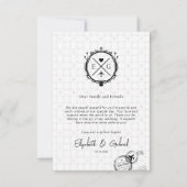 Minimalistische reisbestemming Bruiloft Zwart Bedankkaart (Voorkant)