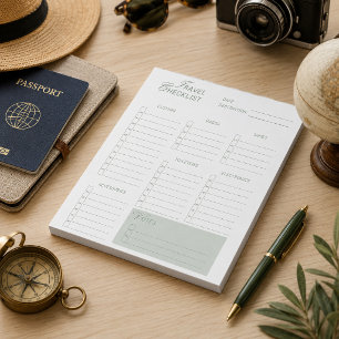 Minimalistische Reischecklist Groen Esthetisch Notitieblok