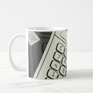 Minimalistische rekenmachine en wiskundig patroon koffiemok