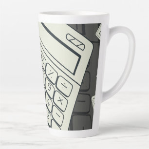 Minimalistische rekenmachine en wiskundig patroon latte mok