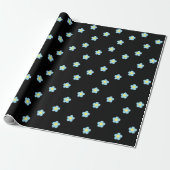 Minimalistische Retro 90s Y2k Pastel Blue Flowers Cadeaupapier (Uitgerold)