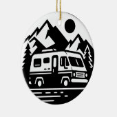 Minimalistische Retro Camper Van Adventure Keramisch Ornament (Rechts)