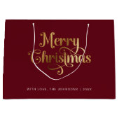 Minimalistische Retro Chic Rood Goud Vrolijk Kerst Groot Cadeauzakje (Voorkant)