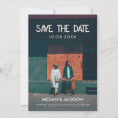 Minimalistische retro foto bruiloft save the date (Voorkant)