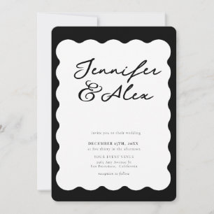 Minimalistische Retro-Fotocollage-Hochzeitseinladu Kaart