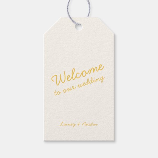 Minimalistische Retro Geel Bruiloftsgeschenk Label Cadeaulabel (Voorkant)