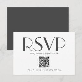 Minimalistische Retro geïnspireerde QR Code RSVP-k Bedankkaart