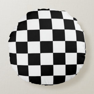 Minimalistische Retro Geruite – Monochrome Streetw Rond Kussen