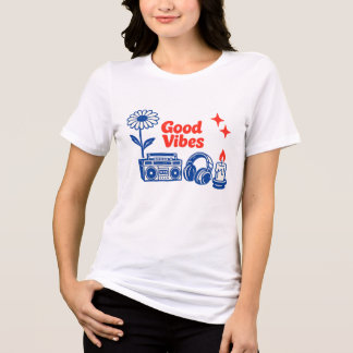 Minimalistische Retro Good Vibes Lijn Kunst Collag Tri-Blend Shirt