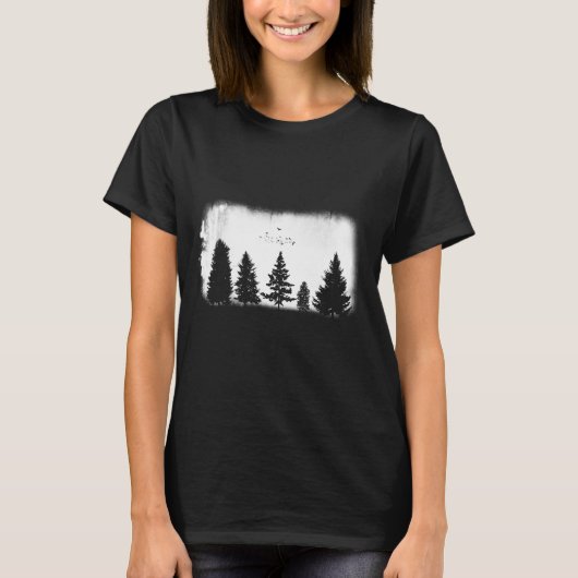 Minimalistische retro Natuur wilde bomen T-shirt (Voorkant)