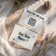 Minimalistische Retro QR Code Trouwkaart