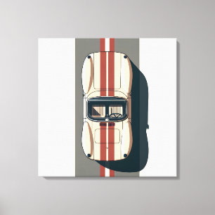 Minimalistische Retro Raceauto Streep Canvas Afdruk